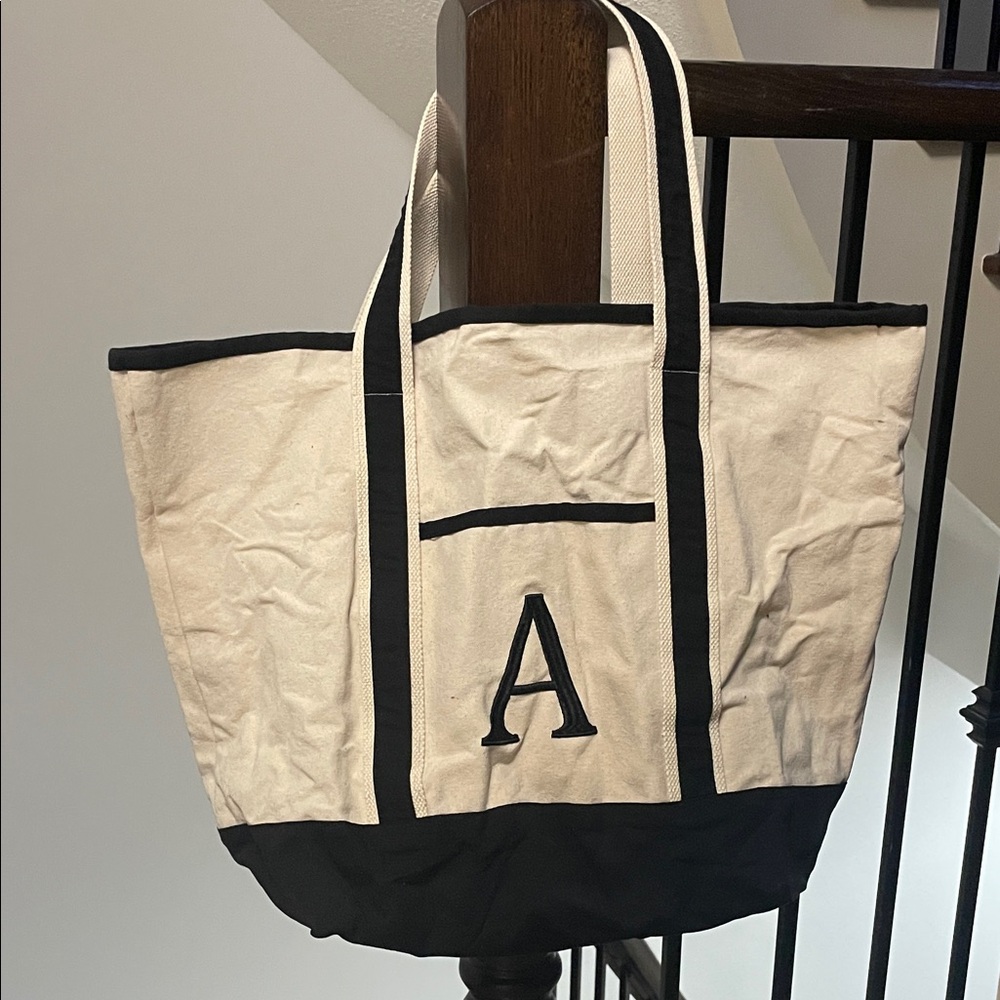 Stylish Black and Cream Monogram “A” Tote Bag